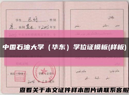 中國石油大學（華東）學位證模板(樣板)縮略圖