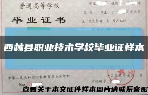 西林縣職業技術學校畢業證樣本縮略圖