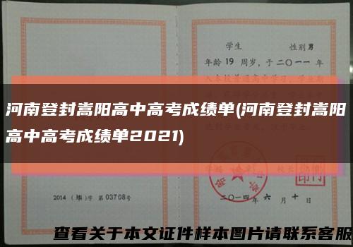 河南登封嵩陽高中高考成績單(河南登封嵩陽高中高考成績單2021)縮略圖