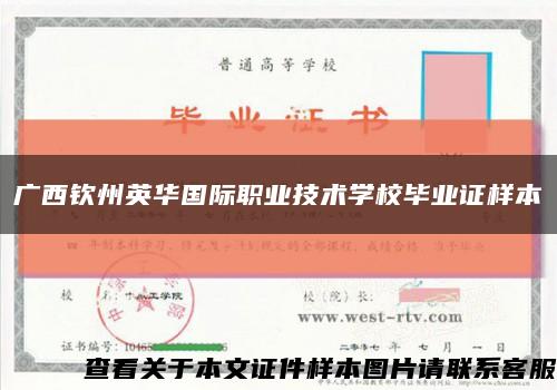 廣西欽州英華國際職業技術學校畢業證樣本縮略圖
