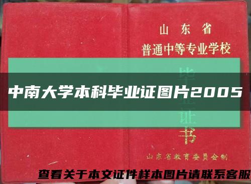 中南大學本科畢業證圖片2005縮略圖