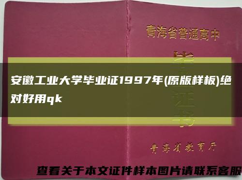 安徽工業大學畢業證1997年(原版樣板)絕對好用qk縮略圖