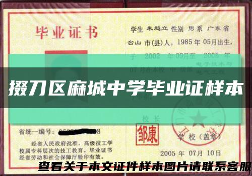 掇刀區麻城中學畢業證樣本縮略圖