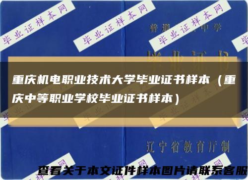 重慶機電職業技術大學畢業證書樣本（重慶中等職業學校畢業證書樣本）縮略圖