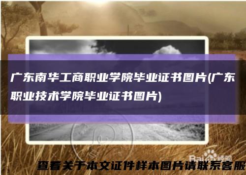 廣東南華工商職業學院畢業證書圖片(廣東職業技術學院畢業證書圖片)縮略圖