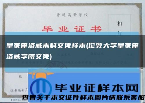 皇家霍洛威本科文憑樣本(倫敦大學皇家霍洛威學院文憑)縮略圖