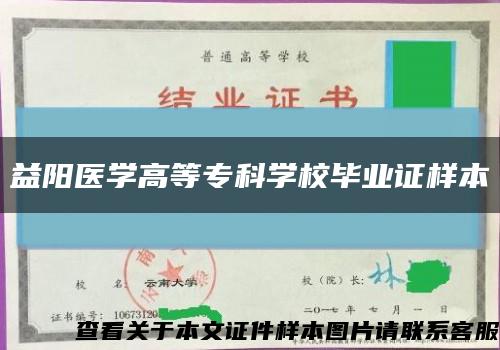 益陽醫學高等?？茖W校畢業證樣本縮略圖