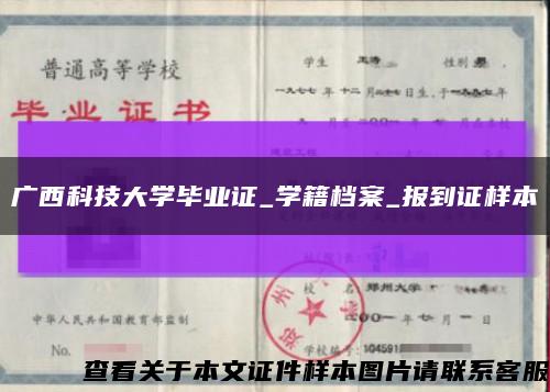 廣西科技大學畢業證_學籍檔案_報到證樣本縮略圖