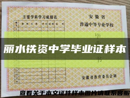 麗水鐵資中學畢業證樣本縮略圖