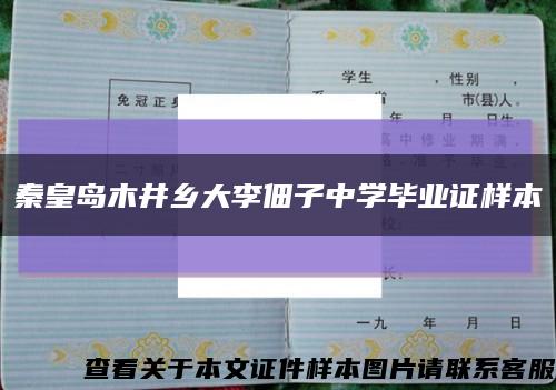 秦皇島木井鄉大李佃子中學畢業證樣本縮略圖