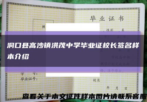 洞口縣高沙鎮洪茂中學畢業證校長簽名樣本介紹縮略圖