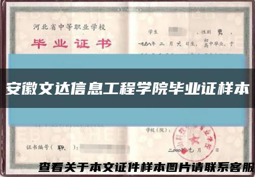 安徽文達信息工程學院畢業證樣本縮略圖