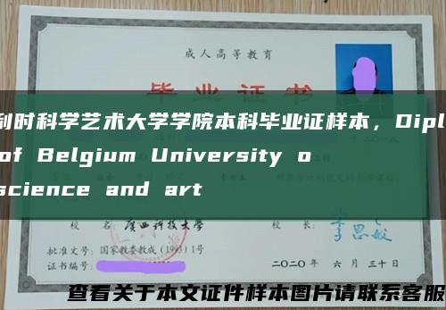 比利時科學藝術大學學院本科畢業證樣本，Diploma of Belgium University of science and art縮略圖