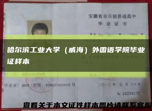 哈爾濱工業大學（威海）外國語學院畢業證樣本縮略圖