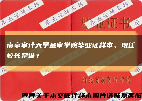 南京審計大學金審學院畢業證樣本、現任校長是誰？縮略圖