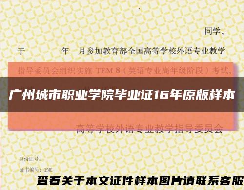 廣州城市職業學院畢業證16年原版樣本縮略圖
