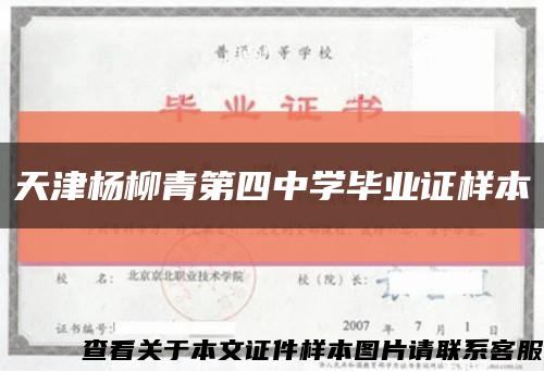 天津楊柳青第四中學畢業證樣本縮略圖