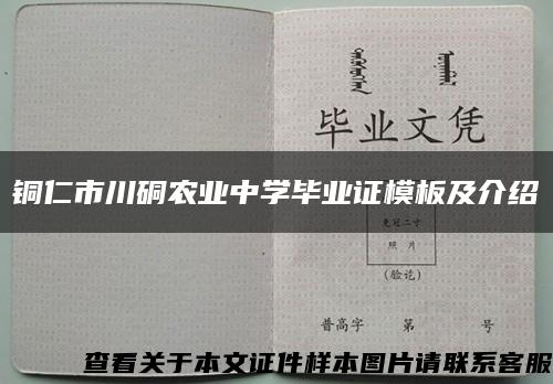 銅仁市川硐農業中學畢業證模板及介紹縮略圖