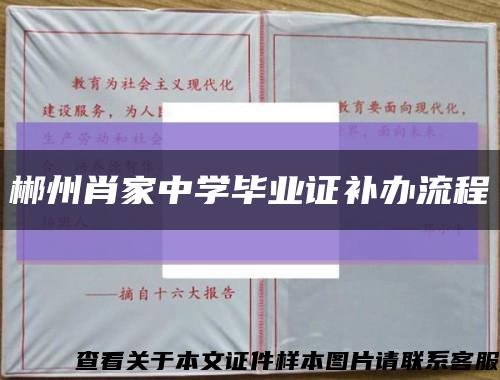 郴州肖家中學畢業證補辦流程縮略圖