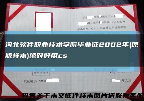 河北軟件職業技術學院畢業證2002年(原版樣本)絕對好用cs縮略圖