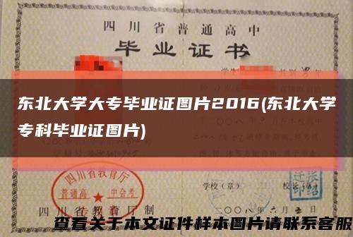 東北大學大專畢業證圖片2016(東北大學?？飘厴I證圖片)縮略圖