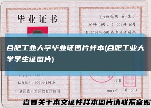 合肥工業大學畢業證圖片樣本(合肥工業大學學生證圖片)縮略圖