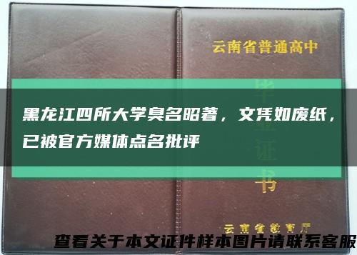 黑龍江四所大學臭名昭著，文憑如廢紙，已被官方媒體點名批評縮略圖