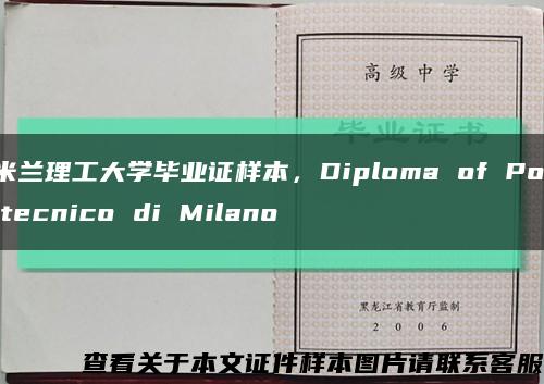 米蘭理工大學畢業證樣本，Diploma of Politecnico di Milano縮略圖
