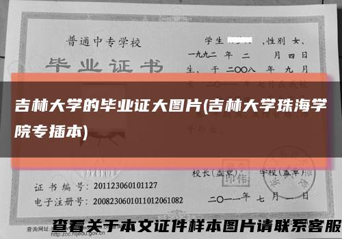 吉林大學的畢業證大圖片(吉林大學珠海學院專插本)縮略圖