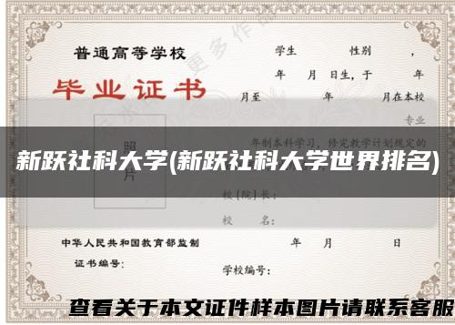 新躍社科大學(新躍社科大學世界排名)縮略圖