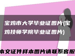 寶雞市大學畢業證圖片(寶雞技師學院畢業證圖片)縮略圖