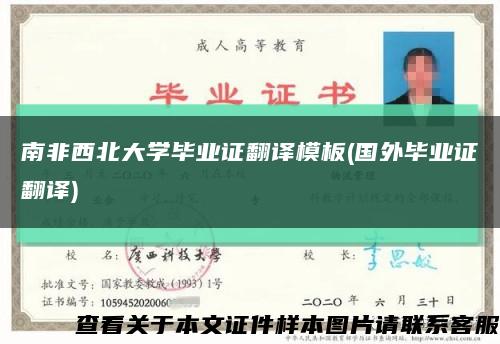 南非西北大學畢業證翻譯模板(國外畢業證翻譯)縮略圖