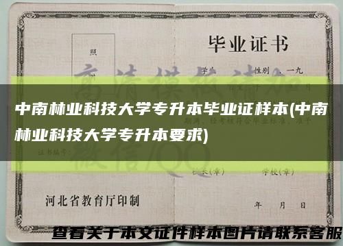 中南林業科技大學專升本畢業證樣本(中南林業科技大學專升本要求)縮略圖