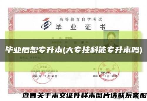 畢業后想專升本(大專掛科能專升本嗎)縮略圖