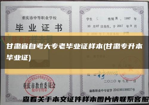 甘肅省自考大專老畢業證樣本(甘肅專升本畢業證)縮略圖