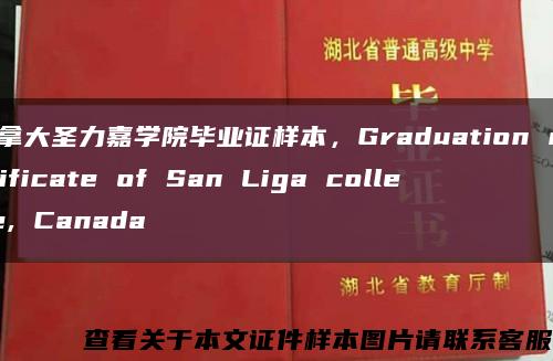 加拿大圣力嘉學院畢業證樣本，Graduation certificate of San Liga college, Canada縮略圖
