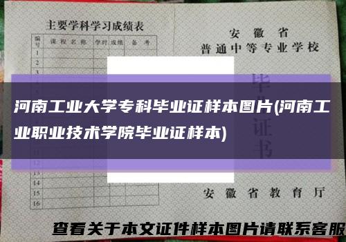 河南工業大學?？飘厴I證樣本圖片(河南工業職業技術學院畢業證樣本)縮略圖