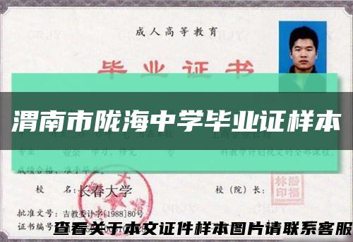渭南市隴海中學畢業證樣本縮略圖