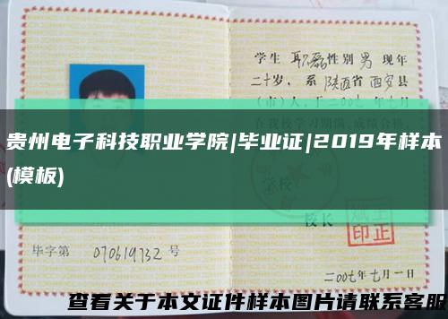 貴州電子科技職業學院|畢業證|2019年樣本(模板)縮略圖