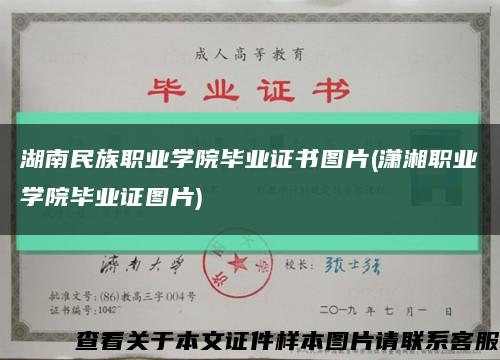 湖南民族職業學院畢業證書圖片(瀟湘職業學院畢業證圖片)縮略圖