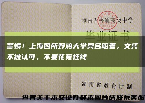 警惕！上海四所野雞大學臭名昭著，文憑不被認可，不要花冤枉錢縮略圖
