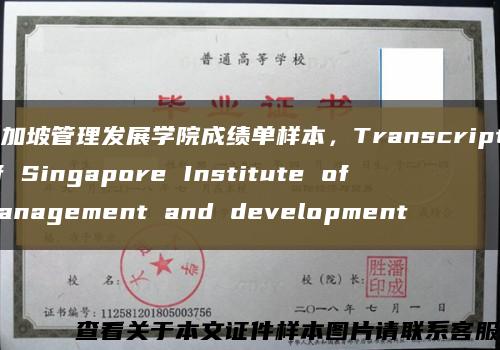 新加坡管理發展學院成績單樣本，Transcript of Singapore Institute of management and development縮略圖