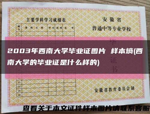 2003年西南大學畢業證圖片 樣本熵(西南大學的畢業證是什么樣的)縮略圖