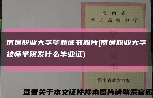 南通職業大學畢業證書照片(南通職業大學技師學院發什么畢業證)縮略圖