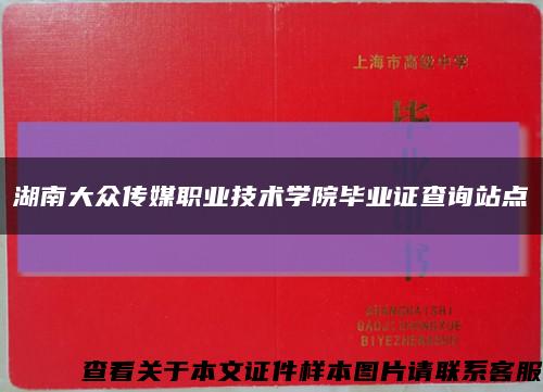 湖南大眾傳媒職業技術學院畢業證查詢站點縮略圖