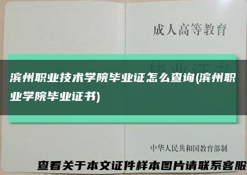 濱州職業技術學院畢業證怎么查詢(濱州職業學院畢業證書)縮略圖