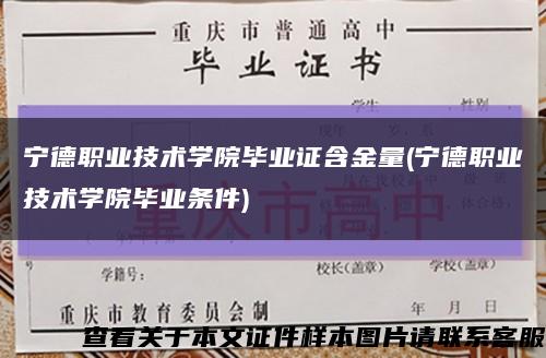 寧德職業技術學院畢業證含金量(寧德職業技術學院畢業條件)縮略圖