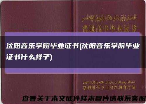 沈陽音樂學院畢業證書(沈陽音樂學院畢業證書什么樣子)縮略圖