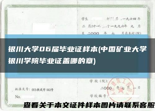 銀川大學06屆畢業證樣本(中國礦業大學銀川學院畢業證蓋哪的章)縮略圖