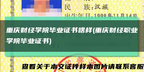重慶財經學院畢業證書啥樣(重慶財經職業學院畢業證書)縮略圖